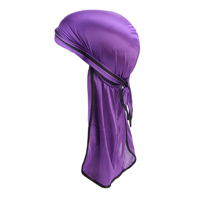 Imitation Silk Edge Long Tail Pirate Hat Hip-Hop Cloak Towel Hat Toe Hat silky durag