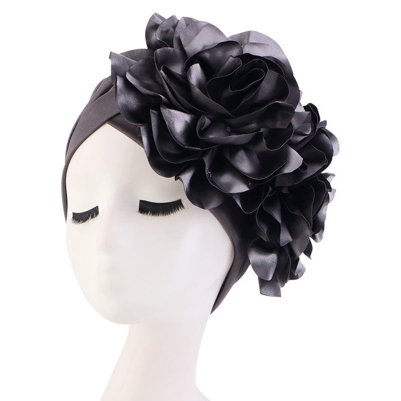Ethnic style oversized flower headscarf hat African style toe cap wedding party hat JDT-12D