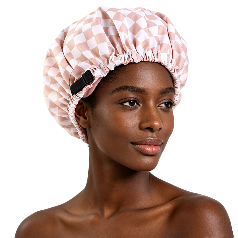 Amazon's new polyester lined waterproof cap with adjustable buckle shower care cap and sleep cap JDY-453T