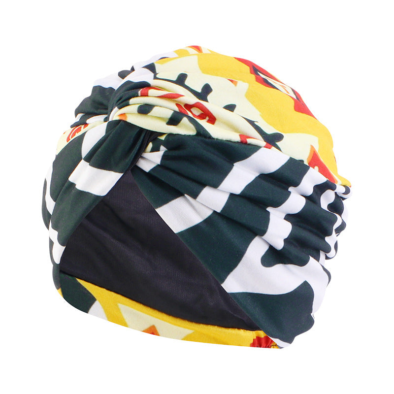 Cross border polyester lined cross headscarf hat, sleeping hat, toe cloth hat JDT-473D