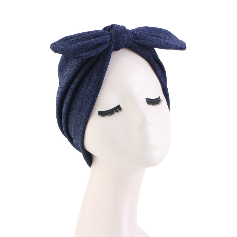 European and American new bow shaped headscarf hat for women, fashionable elastic headband cloth hat JDT-521