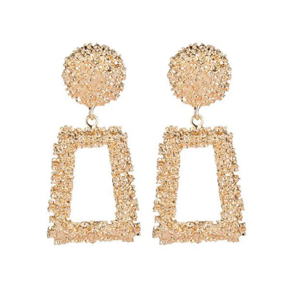 Women/Ladies Korean Style Geometric Pattern E-Plating Technic Alloy Material Drop Earrings