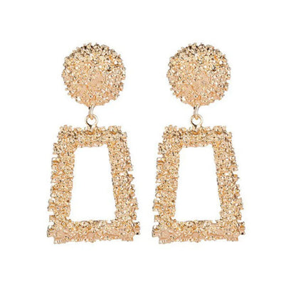 Women/Ladies Korean Style Geometric Pattern E-Plating Technic Alloy Material Drop Earrings
