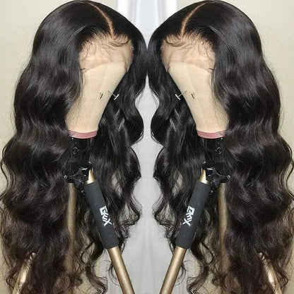 Klassische Mittelscheitel-Perücke aus Echthaar mit Wellen