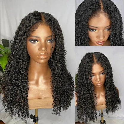 Bequeme, lange Afro-Perücke mit Kinky Edges und Babyhaar