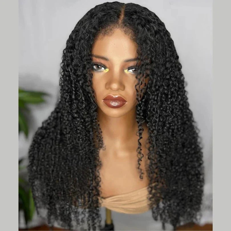 Bequeme, lange Afro-Perücke mit Kinky Edges und Babyhaar