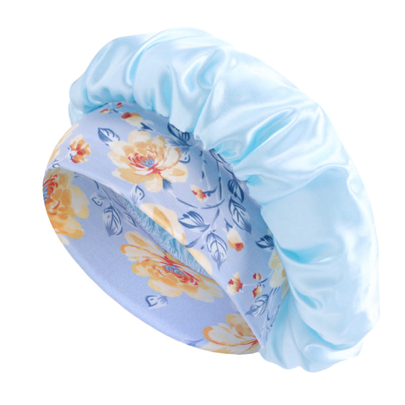 African style printed elastic wide-brimmed satin nightcap beauty makeup hair care hat JDB-405B-3