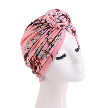 Pastoral Print Twist Braid Ball Twist Cap Snail Plate Flower Cap African Cloth Cap JDT-342C