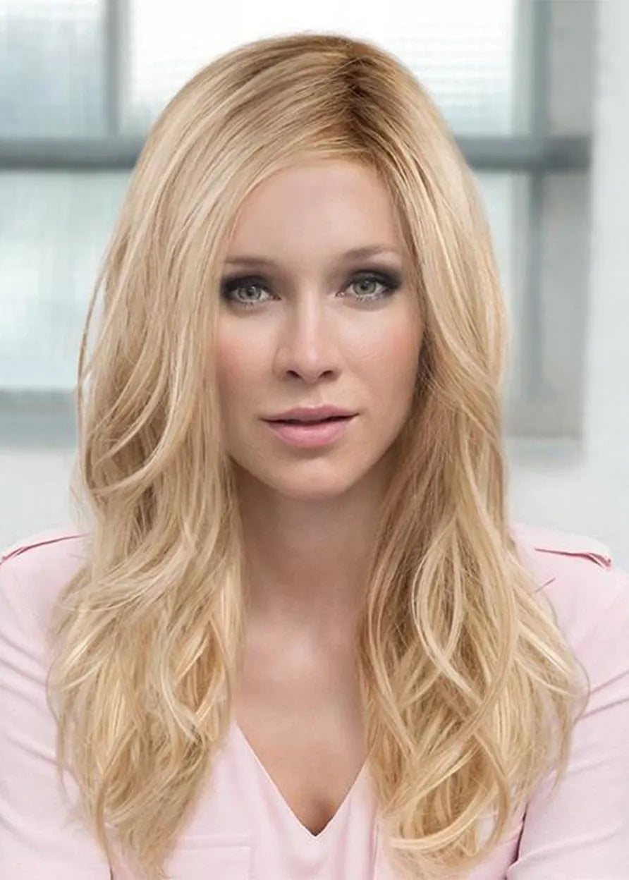 Women's Long Layered Hairstyles Wavy Synthetic Hair Capless Wigs With Side-Swept Bangs 22Inch