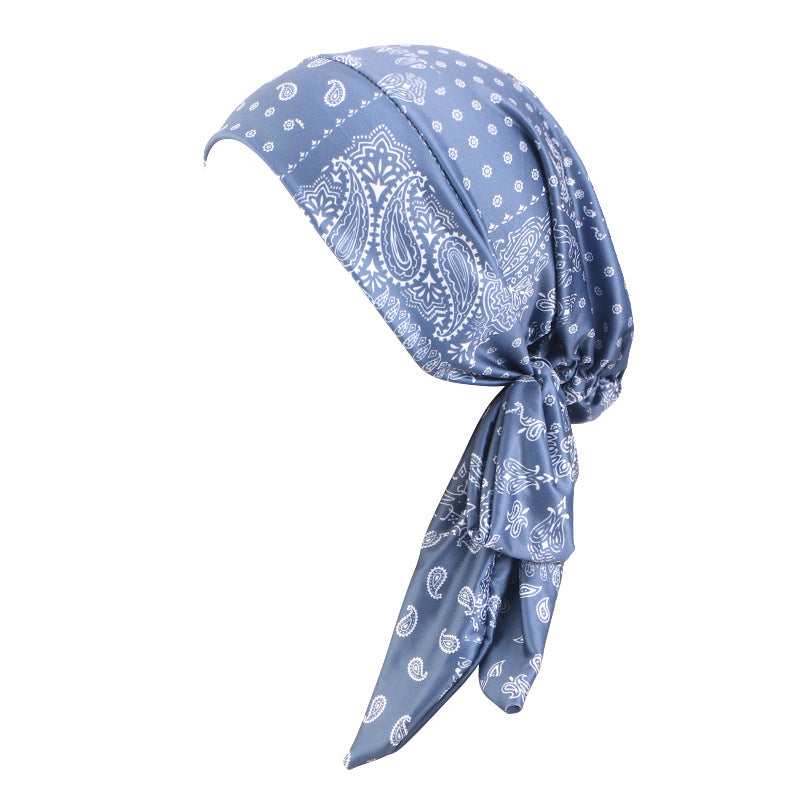 New Cross-Border Supply of Elastic Printed Ribbon Headscarf Hats, Head Wraps, Base Hats, Chemotherapy Hats