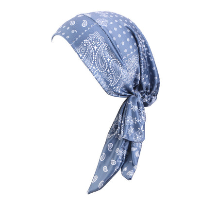 New Cross-Border Supply of Elastic Printed Ribbon Headscarf Hats, Head Wraps, Base Hats, Chemotherapy Hats
