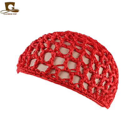 Solid Color Hand Crocheted Hair Care Mesh Hair Cover Headgear Nightcap Breathable FW-11