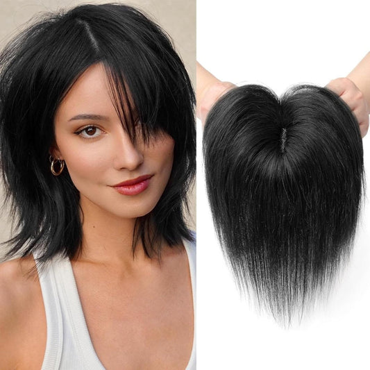 Human Hair wigs Pieces 6 Inch Hair Toppers Top Hair Extensions