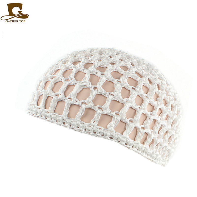 Solid Color Hand Crocheted Hair Care Mesh Hair Cover Headgear Nightcap Breathable FW-11