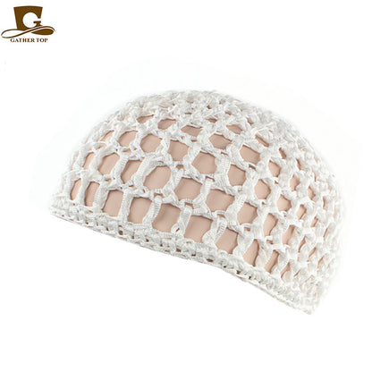 Solid Color Hand Crocheted Hair Care Mesh Hair Cover Headgear Nightcap Breathable FW-11