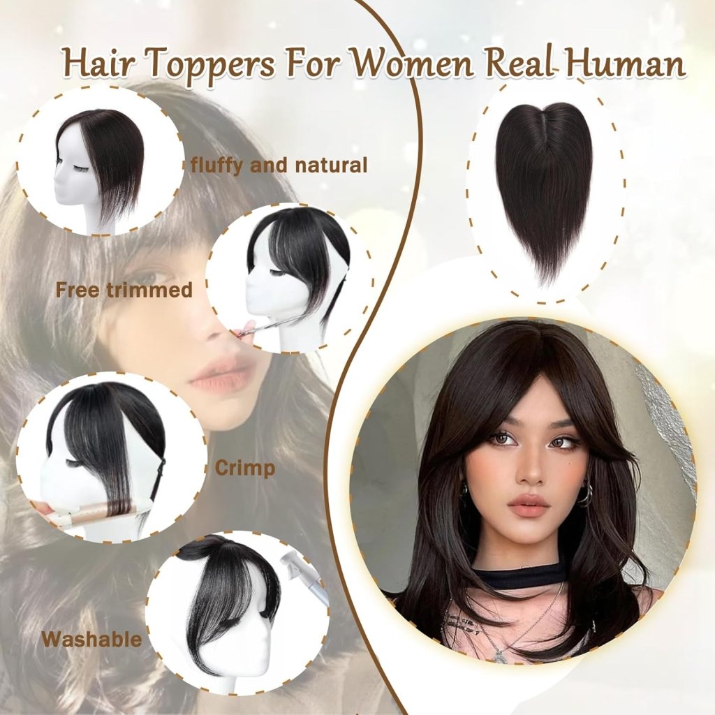 Hair Toppers for Women Real Human Hair Bangs Hair Clip French Fake Clip in Bangs Hair Pieces