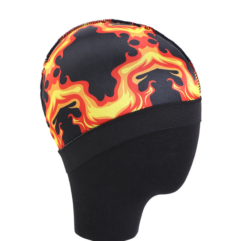 European and American source simulated silk elastic headband round cap printed wig cap hair care cap JDU-20G