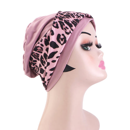 Cross border Bohemian style leopard print headscarf cap elastic toe cap hair care cap JDT-505A