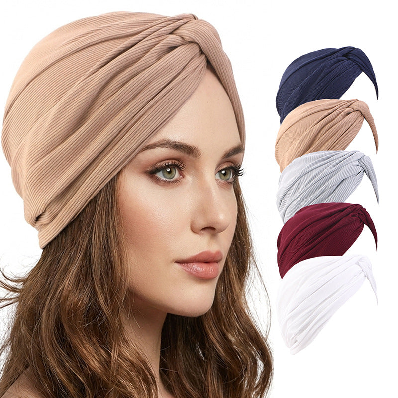 New Ethnic Style Fine Line Cross Twist Hat Turban Hat Indian Hat Turban Hat Jdt-163G