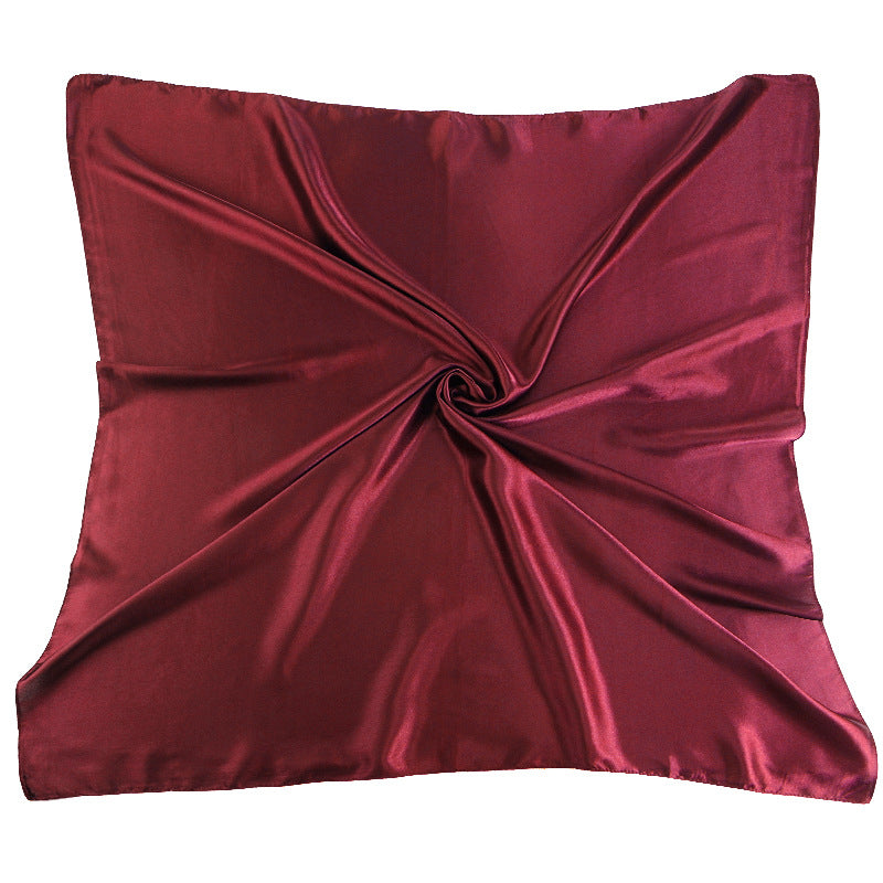 New Amazon Satin Square Scarf, Imitation Silk Pure Color Head Scarf, Ethnic Style Turban Hat Jdwj-28B