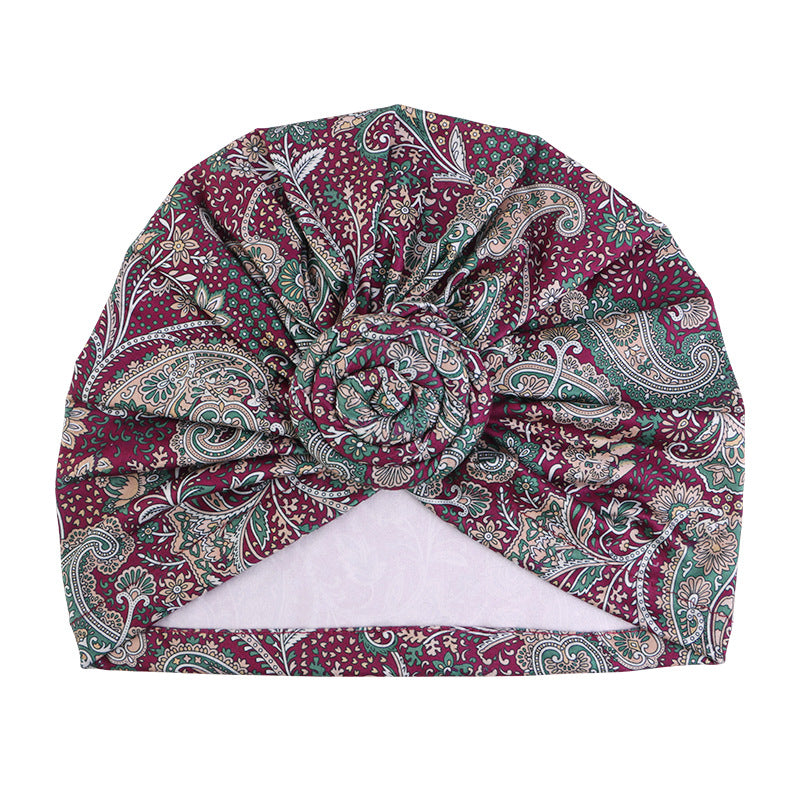 New Bohemian style snail plate flower headscarf hat, toe cap, printed clothing hat JDT-342F