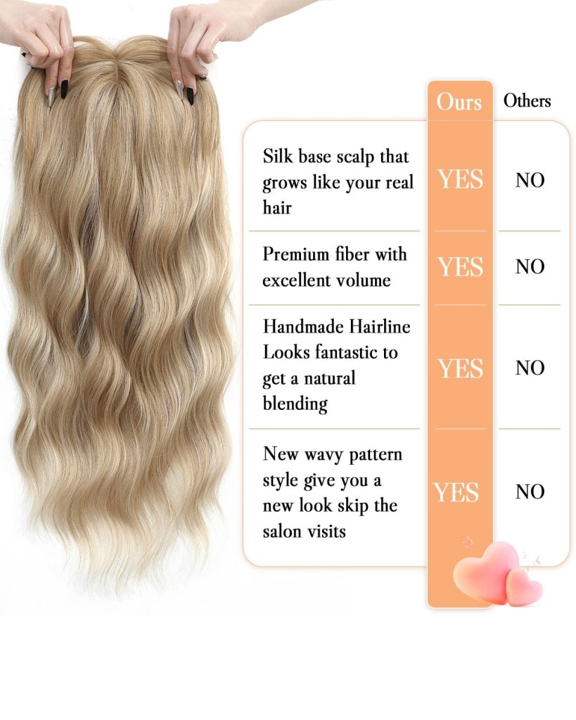20Inch Wavy Hair Topper for Women Add Volume&Cover Thinning Hair with Natural Looking Hair Piece