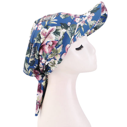 New Style Printed Brimmed Baseball Cap Outdoor Sunshade Strap-On Headgear Sunshade Fabric Hat Jdt-234I