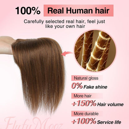 Human Hair Toppers for women 10 Inch Clip in Bangs 100％ Human Hair Toppers for Thinning Hair Cover Hair Pieces with Silk Base-Silver White