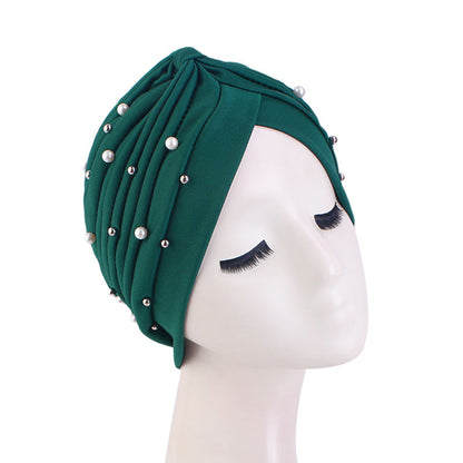 Amazon Solid Color Stretch Hood Headscarf Hat Starry Beads India Yoga Hat Chemotherapy Hat TJM-49