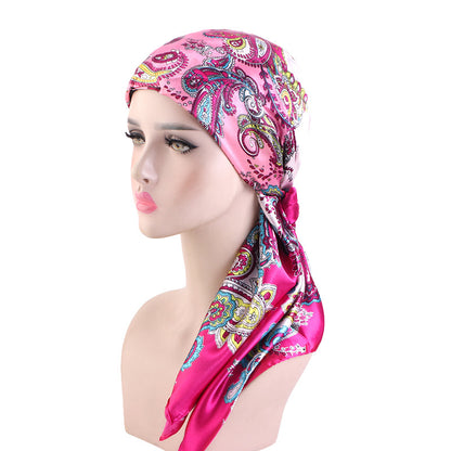 Cross-Border New Style Satin Square Scarf Hat Outdoor Hair Protection Head Wrap Turban Hat Jdw-66