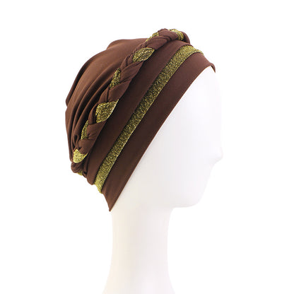 Amazon Supply African Style Shiny Silk Turban Style Turban Hat Braided Chemotherapy Hat Confinement Hat
