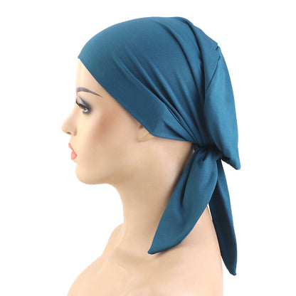 Cross border new solid color double-layer elastic ribbon headscarf cap strap headband hair care cap JDT-29