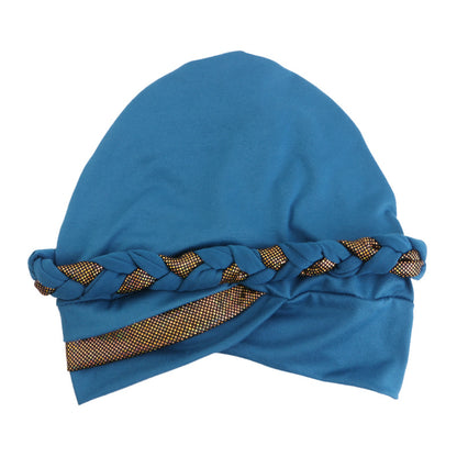 Cross border new two-color gilding manual Fried Dough Twists braid headband cap elastic headband JDT-429M