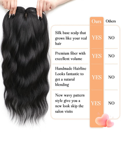 20Inch Wavy Hair Topper for Women Add Volume&Cover Thinning Hair with Natural Looking Hair Piece