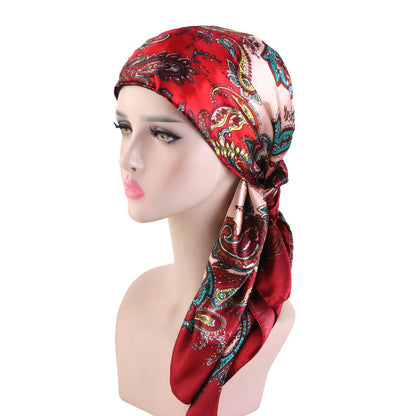 Cross-Border New Style Satin Square Scarf Hat Outdoor Hair Protection Head Wrap Turban Hat Jdw-66