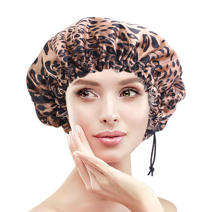 Double-layer printed waterproof shower cap dustproof and oil-proof cigarette cap adjustable beauty perm cap JDY-453A-1