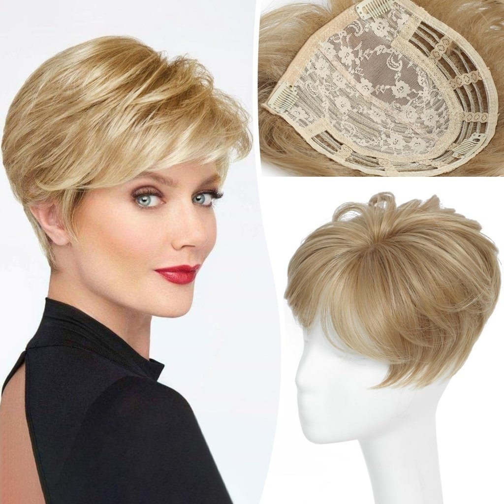 Hair Topper Short Pixie Cut Pieces for Women with Thinning Human Hair Wigs