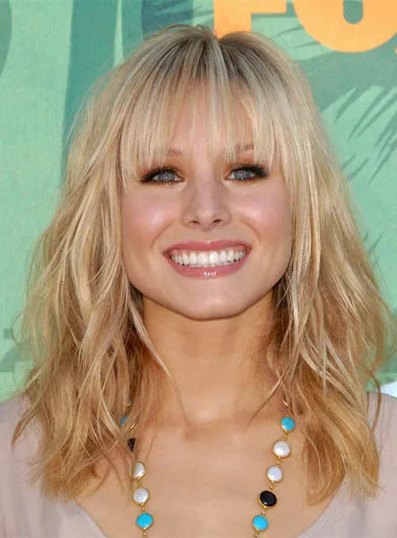 Custom Soft Free Style Custom Kristen Bell Hairstyle Medium Loose Wavy 100% Human Hair 14 Inches