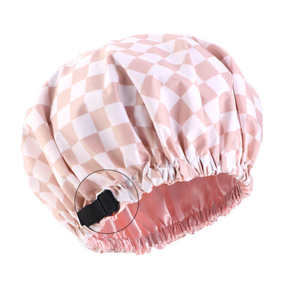 Amazon's new polyester lined waterproof cap with adjustable buckle shower care cap and sleep cap JDY-453T