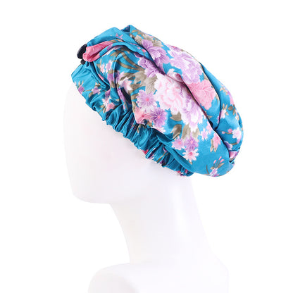 Cross-border Exclusive High Elastic Button Women's Hair Care Cap Dual-use Long Hair Nightcap Shower Cap Amazon Hot Sale
