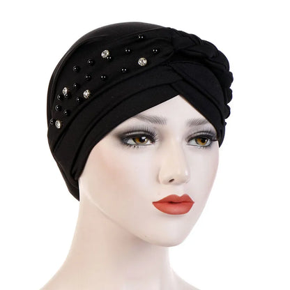 Beads Pure Colour Turban For Women