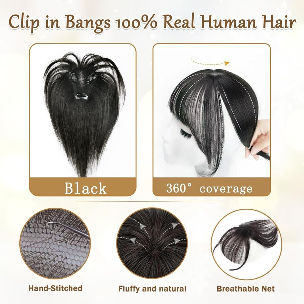 Hair Toppers for Women Real Human Hair Bangs Hair Clip French Fake Clip in Bangs Hair Pieces