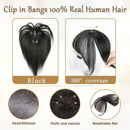 Hair Toppers for Women Real Human Hair Bangs Hair Clip French Fake Clip in Bangs Hair Pieces