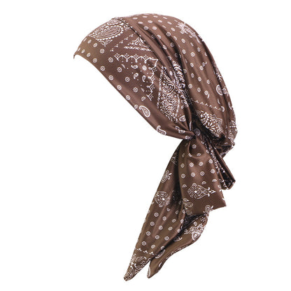 New Cross-Border Supply of Elastic Printed Ribbon Headscarf Hats, Head Wraps, Base Hats, Chemotherapy Hats