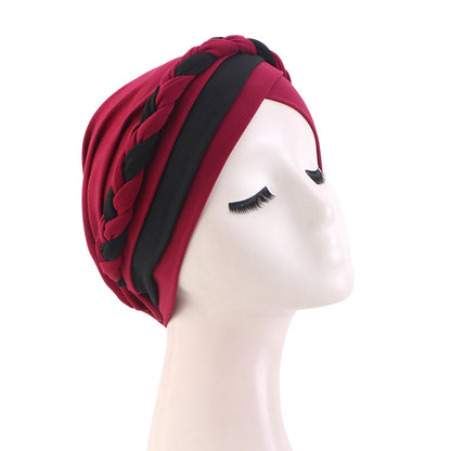 Amazon Supply Two-Color Turban Hat, Braided Chemotherapy Hat, Confinement Hat, Turban Jdt-429J