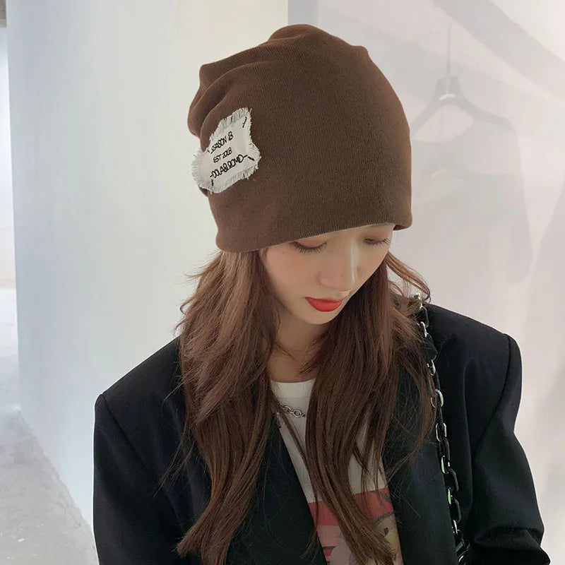 Women/Ladies Casual Style Letter Pattern Brimless Knitted Hats For Spring/Fall/Winter