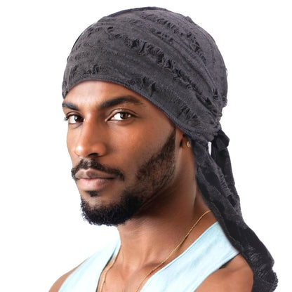 European and American Popular Vintage Ripped Cotton Ribbon Pirate Hat Men's Tape Turban Hat Turban JDT-05-6