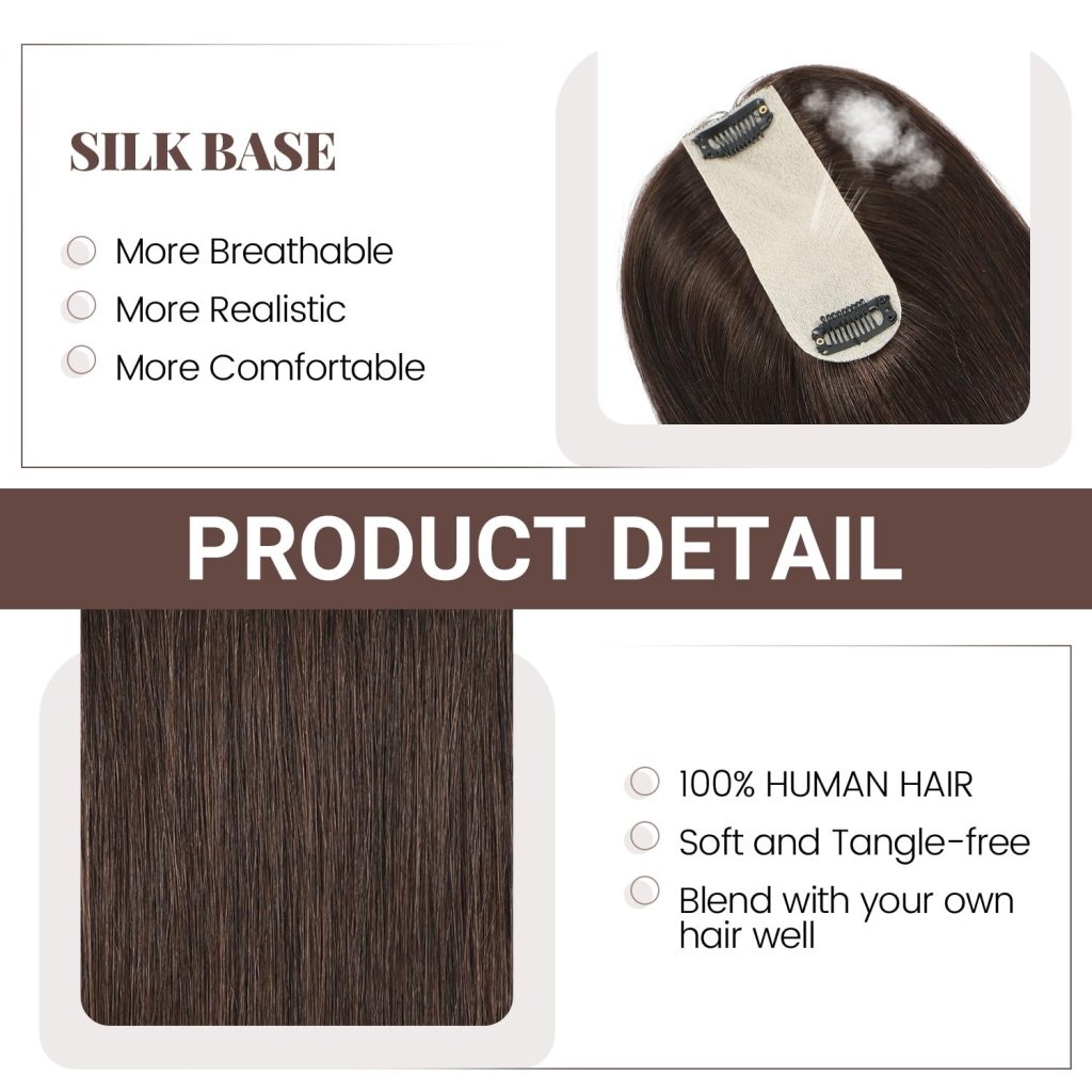 Hair Toppers for Women Real Human Hair 16 Inch for Thinning Hair