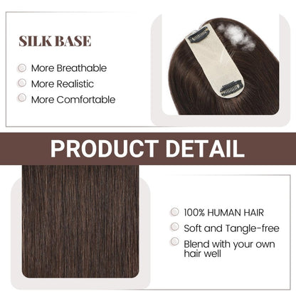 Hair Toppers for Women Real Human Hair 16 Inch for Thinning Hair