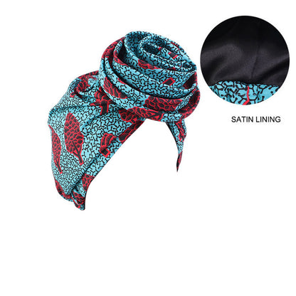 European and American Trendy Satin-Lined Turban Hat, Floral Hat, Amazon Headwrap Hat